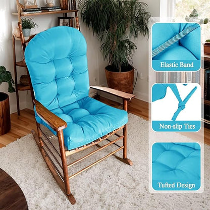 Adirondack Chair Cushion, Outdoor Patio Furniture Seat Pad, Waterproof | Waterproof cover with straps, PP cotton, high back thick seat pad for adirondack rocking chair indoor outdoor porch 44x19x4