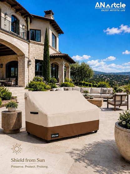 ANartcle 3-Seater Patio Sofa Cover,76W x 32.5D x 33H Inches Outdoor Couch Cover,100% Waterproof Heavy Duty Patio Sofa Covers,Patio Furniture Covers,Beige&brown