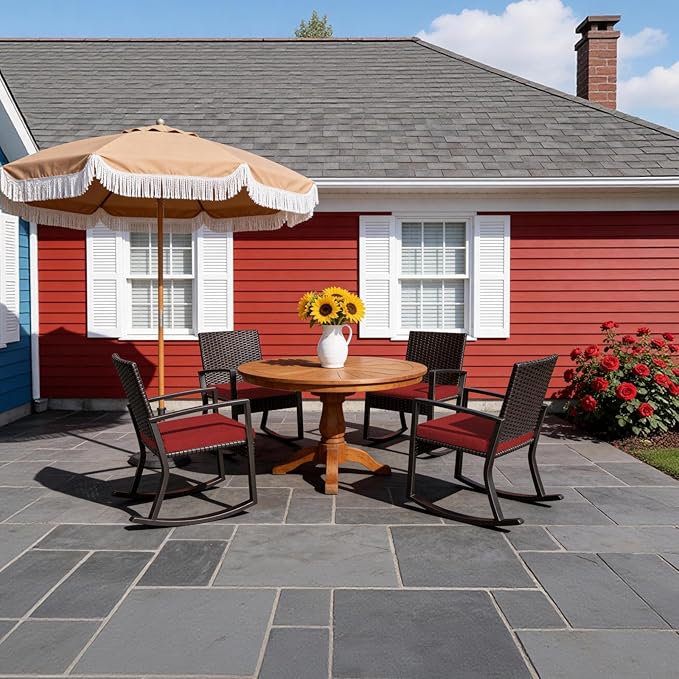 Goodgoods 18.5 x 18.5 Outdoor Chair Cushions Set of 4, Fade-Resistant & Water-Resistant Patio Seat Cushion Pads with Ties, 30D High-Resilience Foam for Dining Room Kitchen Chairs, Chili