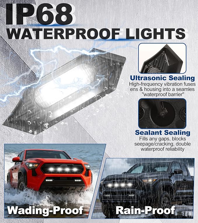 Grill Lights for Toyota Tacoma 2024-2026 Accessory TRD Sport Off Road,White | Direct-Snap Raptor Lights Tacoma 4th Gen Front Grille OEM-Style LED Design, IP68 Waterproof, Enhanced Night Visibility
