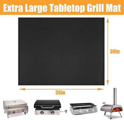Heat Resistant Mats for Countertop fits Tabletop Grill, 36x30x0.02in, Black | 1022℉ Fireproof grill mat for countertop/table protection, fits gas/charcoal grills, pizza ovens, fits Blackstone & Ninja