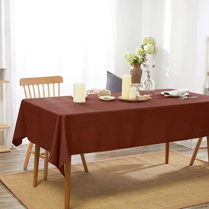Brown Rectangle Tablecloth 54 x 80 Inch 210 GSM Stain&Water Wrinkle Resistant Washable Fabric Table Cloth for Dining Table Buffet Parties Outdoor Picnic Camping Kitchen