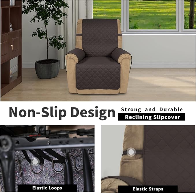Easy-Going Reversible Couch Cover, Recliner 22 in, Chocolate/Ivory | Machine Washable Slipcover For Dogs, Water Resistant Furniture Mat For Living Room, Non-Slip Sofa Cover, Pet Friendly