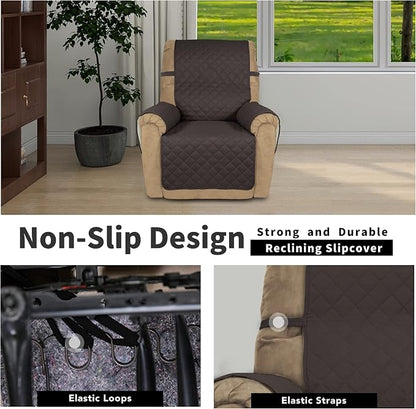 Easy-Going Reversible Couch Cover, Recliner 22 in, Chocolate/Ivory | Machine Washable Slipcover For Dogs, Water Resistant Furniture Mat For Living Room, Non-Slip Sofa Cover, Pet Friendly