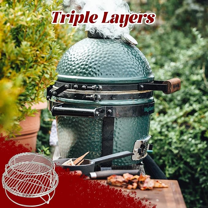 5 Piece Expander Rack for Big Green Egg Medium Replacement Kit Grill Racks for Eggspander Conveggtor Basket 304 Stainless Steel with Removable Cooking System BGE Accessories