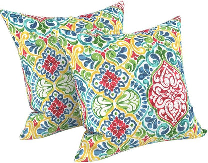 LVTXIII 2 Pack Outdoor Pillow Covers ONLY 18x18 Inch, Water-Repellent Square Decorative Cushion Covers for Patio Furniture, Garden, Sofa, Damask Red