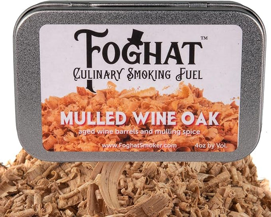 Foghat Cocktail Smoker Wood Chips - 4oz Mulled Wine Oak Shavings for Smoker, Whiskey & Drink Infuser Kit - Natural, Culinary Wood Smoking Chips for Hand held Cocktail Smoke Gun & Bourbon Drink Smokers