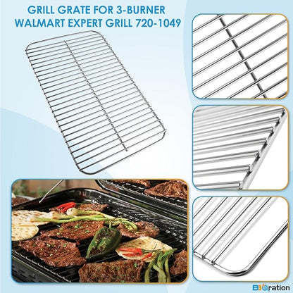 Grill Replacement Parts Kit for 3-Burner Walmart Expert Grill 720-1049, Grill Grate, Heat Plates, Burner & Grill Igniters Replacement Parts for Expert Grill Parts