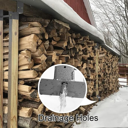 MOFEEZ Outdoor Firewood Log Storage Rack 2x4 Bracket Kit, Fireplace Wood Storage Holder, Adjustable to Any Length - Grey, Two Bases