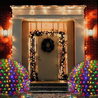 Pooqla Colorful Net Lights, 21x 5ft Christmas Lights Outdoor Green Wire | 360 LED Large Net Mesh Lights Plug in, 8 Modes Waterproof Connectable Multicolor Bushes Lights for Christmas Hedge Yard Decor