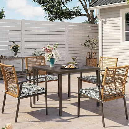 DYTXIII Set of 4 Outdoor Chair Cushions, Water Resistant 18.5"x16"x2" Square Seat Cushion for Patio Dining Chairs, High-Density Replacement Pads for Indoor Outdoor Furniture - Dailey Tan