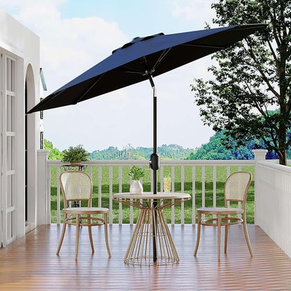 Garvee patio Umbrella with Solar Lights, Outdoor Table Umbrella with 8 Durable Ribs, Tilt & Crank Mechanism, Waterproof & UV Protection for Garden, Backyard, Poolside,