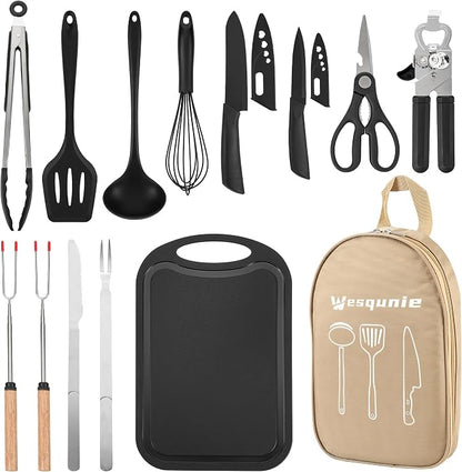 Wesqunie Camping Cooking Utensils Set, Cookware Set for Outdoor Hiking BBQ