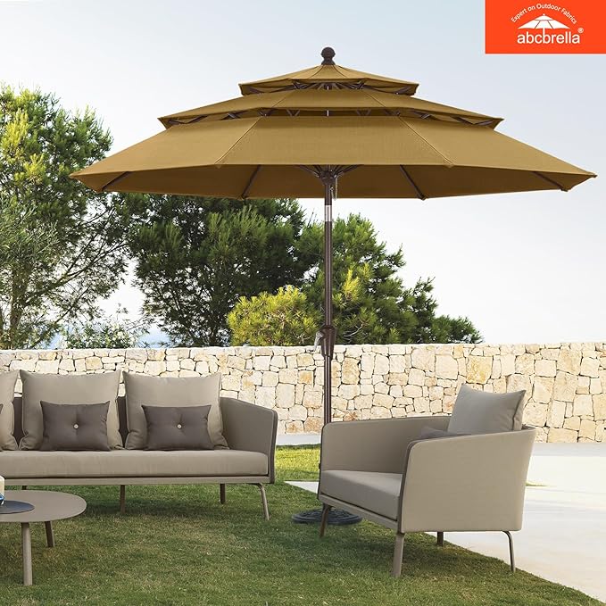 ABCCANOPY 5-Year 10-Year No Fading 9FT 3 Tiers Patio Umbrella, Outdoor Table Umbrella with 8 Sturdy Ribs for Deck, Backyard, Garden, Yard