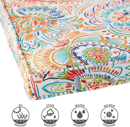 Outdoor 18 inch Square Patio Dining Chair Pads – Comfortable Fiber-Filled Seat Cushions with Ties, Reversible Polyester Fabric - Jamboree Paisley, Set of 2