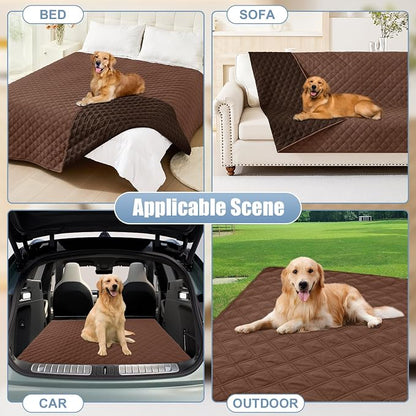 Smiry Waterproof Reversible Pet Couch Covers for Dogs | Pet Friendly, Soft Fabric, Washable Sofa Furniture Protector for Dogs Cat Kids, Checkered (30"x70", Brown/Chocolate)