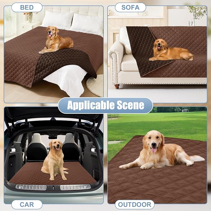 Smiry Waterproof Reversible Pet Couch Covers for Dogs | Pet Friendly, Soft Fabric, Washable Sofa Furniture Protector for Dogs Cat Kids, Checkered (30"x95", Brown/Chocolate)