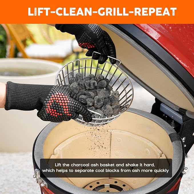onlyfire Charcoal Ash Basket Stainless Steel Charcoal Holder with Handles, Fits Kamado Joe-Joe Junior Grill