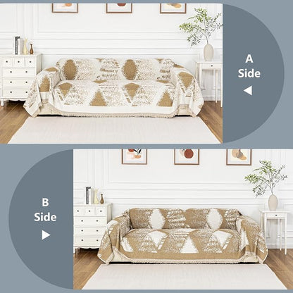 MYSKY HOME Couch Cover for Sectional Sofa Set,Boho Furniture Protector, Sofa Cover Washable for Pets, Couch Covers for 3 Seat Sofa, Chenille Multi-Use Throw Blanket, 71" X134"