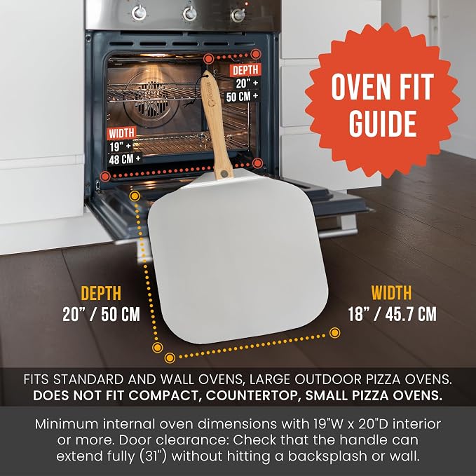 Chef Pomodoro Aluminum Metal Pizza Peel 18 Inch, Foldable Wood Handle | Pizza Paddle & Spatula for Bread, Pastries, Oven or Grill; Foldable for Easy Storage; 18x20 in Aluminum Board