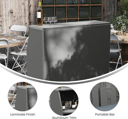Flash Furniture Amara 4' Gray Laminate Foldable Bar - Portable Event Bar
