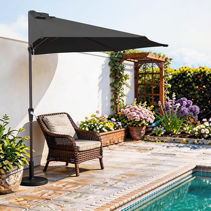 ABCCANOPY Patio Umbrella 10FT - Outdoor Half Umbrellas for Patio, Backyard, Garden, Deck (Deep Gray)