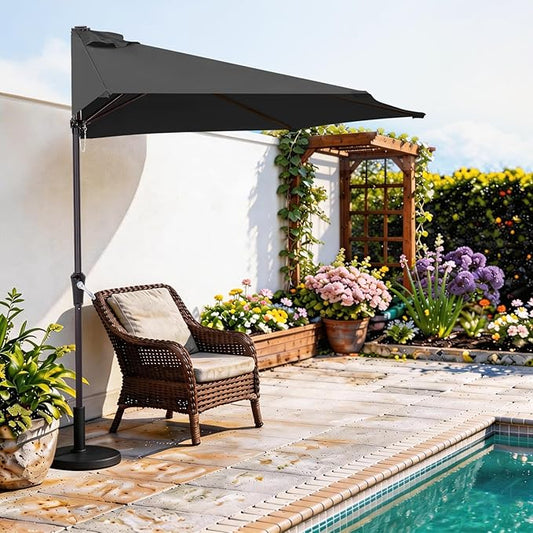 ABCCANOPY Patio Umbrella 11FT - Outdoor Half Umbrellas for Patio, Backyard, Garden, Deck (Dark Gray)