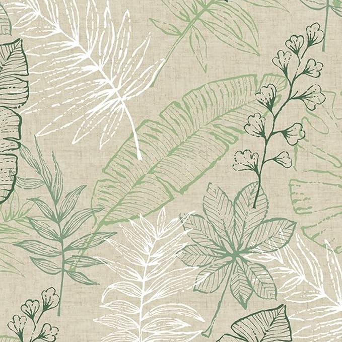 Antigua Tropical Leaf Vinyl Tablecloth – 60 x 84 Inch Rectangle Waterproof Table Cover with Flannel Backing, Wipeable Indoor/Outdoor Summer Flowers Print for Picnics, BBQs, and Holiday Dining