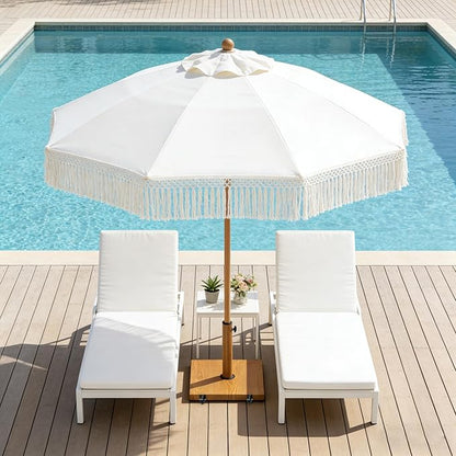 Patio Umbrella Base with Wheels, 43lbs Outdoor Umbrella Stand | With 2 Wheels, Square Heavy Duty Base, Suitable for 6-12FT Market & Fringe Umbrella, for Deck, Lawn, Poolside