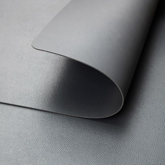 DOLOPL Placemats Set of 6-17"x11.8", Faux Leather Heat Resistant Table Placemat for Dining Table Protection, Waterproof Wipeable & Washable Kitchen Table Mats for Dining,Party,BBQ,Holiday(Gray)