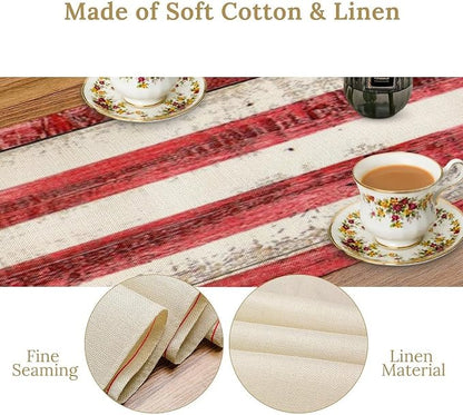 American Flag Stars and Stripes 4th of July Table Runner,Memorial Day Kitchen Dining Table Decoration Vintage Kitchen Dining Home Party Decor Supply 13x108 Inch