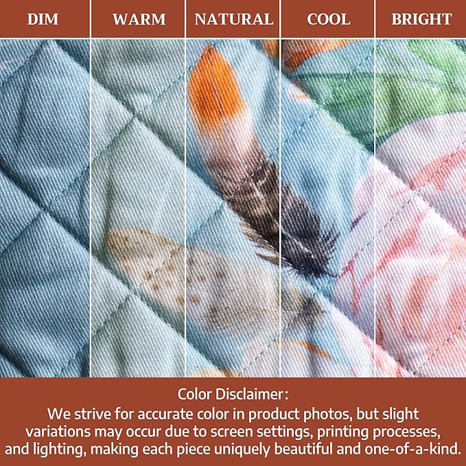 Maison d'Hermine Oven Gloves 100% Cotton Oven Mitt 7" x 13" with Loop Heat Resistant BBQ Cooking Gloves Baking Grilling Kitchen Hotel Home Farmhouse Spring Summer (Pack of 1, Ibiza - Blue)