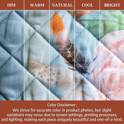 Maison d'Hermine Oven Gloves 100% Cotton Oven Mitt 7" x 13" with Loop Heat Resistant BBQ Cooking Gloves Baking Grilling Kitchen Hotel Home Farmhouse Spring Summer (Pack of 1, Ibiza - Blue)