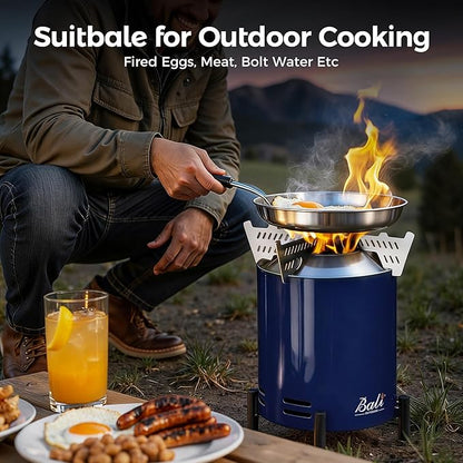 BALI OUTDOORS 6.5 inch Tabletop Fire Pit Round, Stainless Steel Table Top Firepit Small, Outdoor Smokeless Firepit Portable, Blue