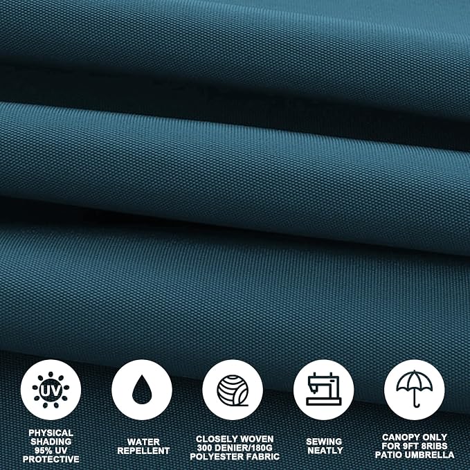 9ft Patio Umbrella Replacement Canopy,Outdoor Table Market Yard Umbrella Top Outdoor Umbrella Canopy with 8 Ribs