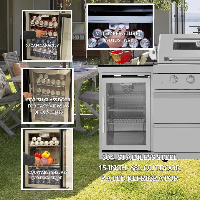 Outdoor Kitchen Island 85" 6-Burner 85000 BTU Deluxe Modular BBQ Island - Grill Islands w/Wine Cooler, Built in Combo Outside Island + Rotisserie & Granite Top Outdoor Grill
