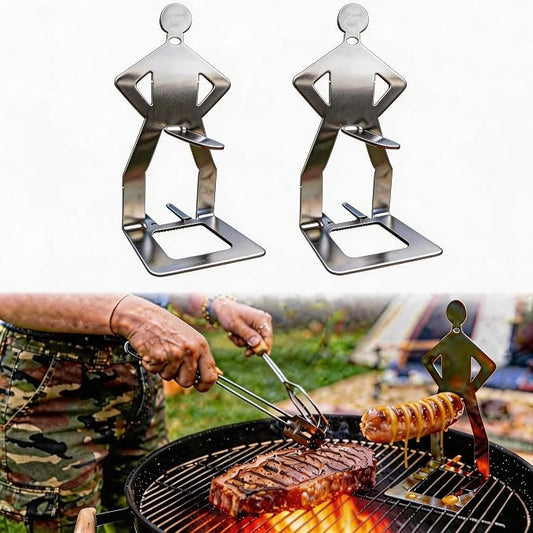 2026 Funny BBQ Hot Dog Holder ，Portable Hot Dog Roaster，Reusable Stainless Steel Sausage Hot Dog tands ，Barbecue Grill Accessories for Camping & Party Gifts Hot Dog Stand（2PCS）Hot Dog Grill Holder Man