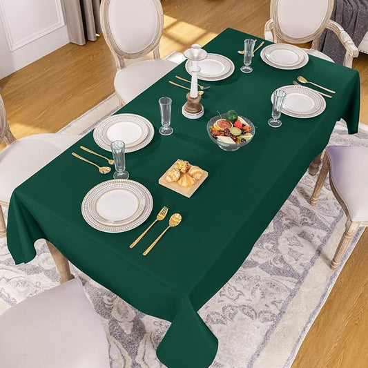Softalker Square Tablecloth, Waterproof Table Cloths Wrinkle Free Fabric Washable Polyester Table Cover for Dining Tables Party Outdoor Camping Parties Buffet - 70 x 70 inch,Green
