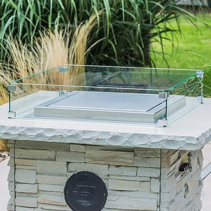Fire Pit Wind Guard, 23.5 Inch Glass Wind Guard for Fire Pit Round Table, Made of Clear Tempered Glass, Set with Assembly Instructions, Easy to Install