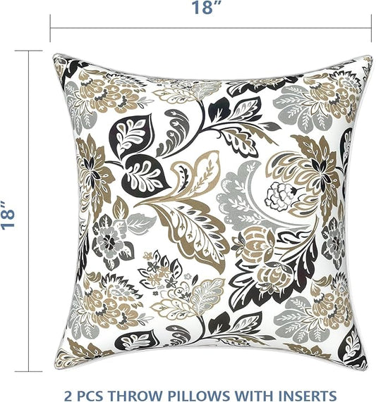 LVTXIII Outdoor Throw Pillows 18x18 Patio Waterproof Square Pillows with Piping Fade Resistant Accent Pillow for Spring Summer Garden Decoration, Set of 2, Dailey Tan