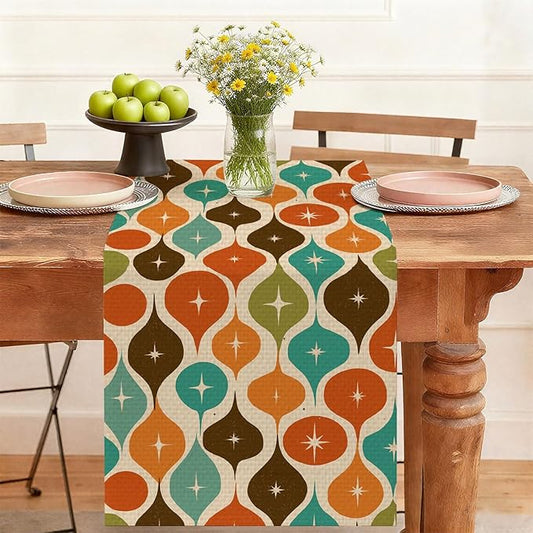 Mid Century Table Runner,Dining Decor for Kitchen Coffee Table Family Dinners Holiday Parties Wedding Events Decor(13x72 inch)
