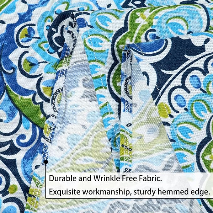 60"x84" Rectangle Tablecloth with Umbrella Hole and Zipper, Washable Waterproof Wrinkle Free Zippered Patio Table Cloths Table Covers for Spring, Party, Backyard, Picnic, BBQS (Paisley Lapis Green)