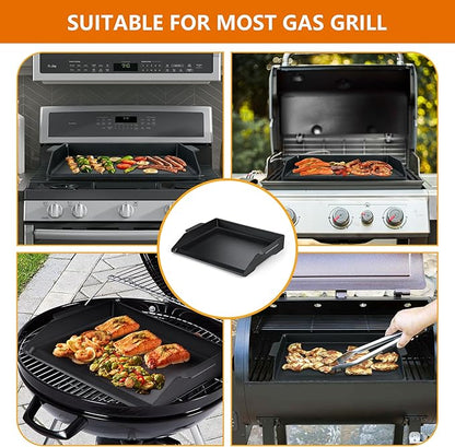 Universal Cast Iron Griddle 17" X 13",Stove Top Griddle for Gas Grills,Fire Pits,And Ovens,Nonstick Coating Teppanyaki Grill Pan for Stove Top With Extra High Sidewalls for Outdoor Cooking