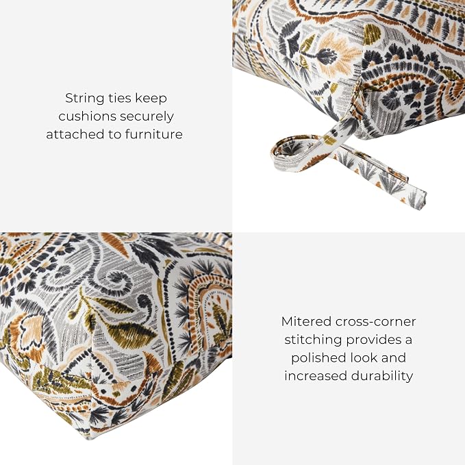 Outdoor Tufted High-Back Chair Cushions, One-Piece Hinged Seat and Back Design, Reversible with 4 Ties, Durable Polyester Fabric, Recycled Fiber Fill - Single, Arctic Paisley