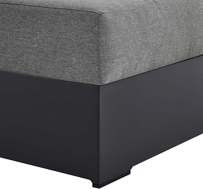 Modway Tahoe Powder-Coated Aluminum Outdoor Chaise Lounge in Gray Charcoal with Weather-Resistant Cushions, Modular Right-Facing Patio Lounger for Pool Furniture or Sectional Sofa Set