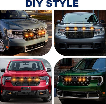 Front Grille Led Light For 2022-2025 Ford Maverick Accessories | Fits Maverick Lariat XL XLT Lobo All Trims,Maverick Raptor Style Grill Lights with adaptor fuse Waterproof (DIY Style-White)