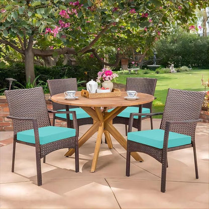 HARBOREST Outdoor Chair Cushions Set of 4, Water Resistant Patio Chair Cushions with Ties, Square Corner Outdoor Seat Cushions for Patio Furniture, 18.5"x16"x3", Teal