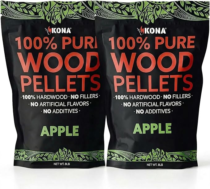 Kona 100% Apple Smoker Pellets, Intended for Ninja Woodfire Outdoor Grill, 16 lb Resealable Bag