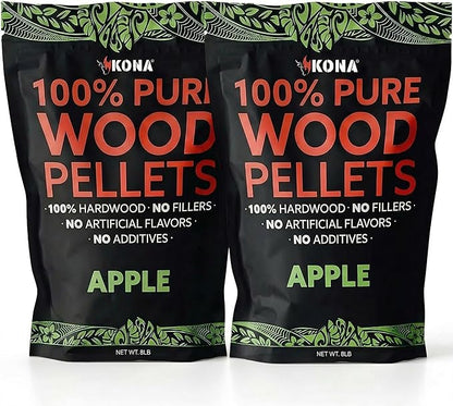 Kona 100% Apple Smoker Pellets, Intended for Ninja Woodfire Outdoor Grill, 16 lb Resealable Bag