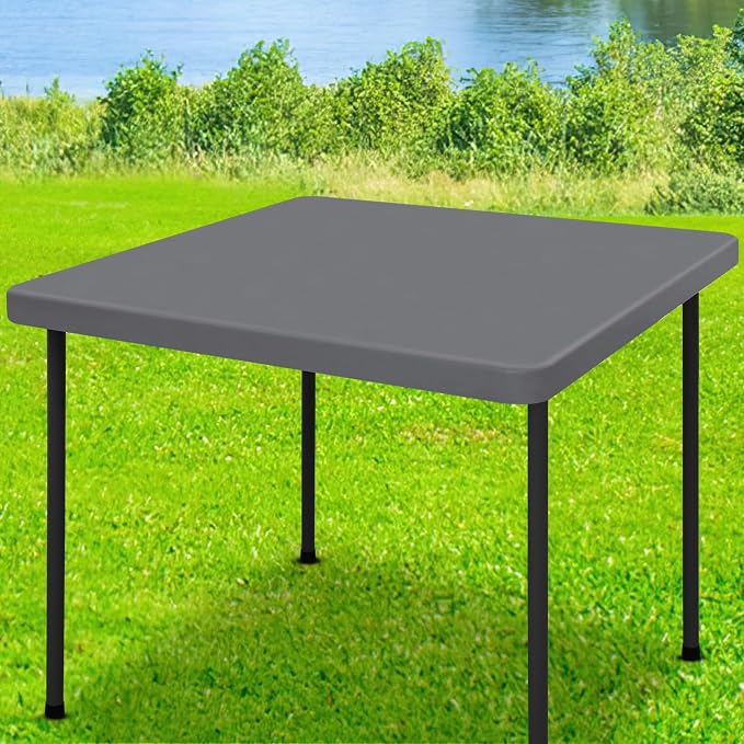 Moosfor Spandex Square Table Cloth, Elastic Fitted Tablecloths for Picnic, Stretch Washable Patio Table Cover for Outdoor, Camping, Banquet and Parties (Grey, 42"x42")